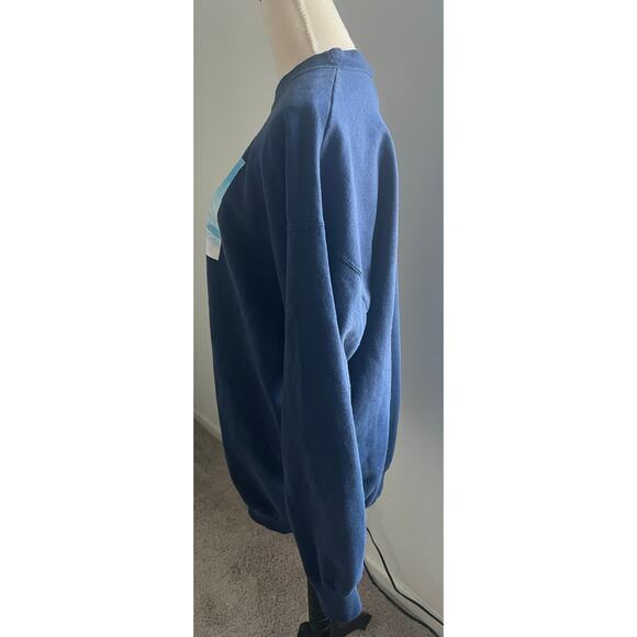 VTG Disney Blue Christmas Mickey Mouse Donald Duck Goofy Snowman Sweatshirt 3X - Picture 4 of 7